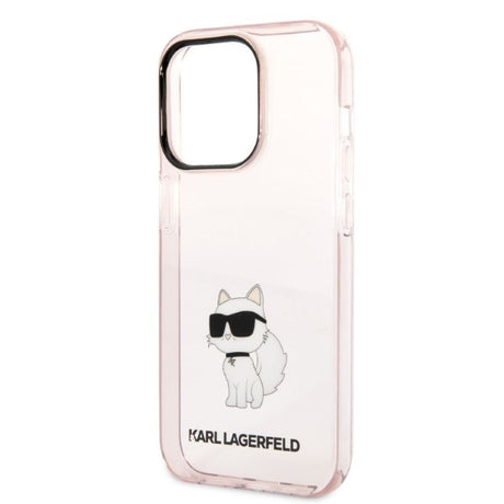 Husa de protectie Karl Lagerfeld Hardcase (KLHCP14LHNCHTCP) compatibil cu iPhone 14 Pro, Roz Ikonik Choupette