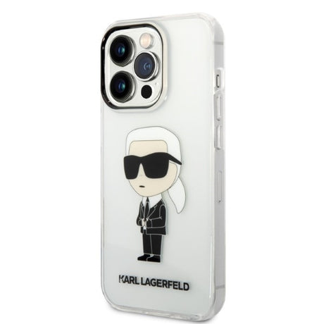 Husa de protectie Karl Lagerfeld Hardcase Transparent (KLHCP14LHNIKTCT) compatibil cu iPhone 14 Pro, Ikonik Karl Lagerfeld
