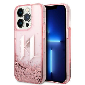Husa de protectie Karl Lagerfeld Hardcase Glitter (KLHCP14LLBKLCP) compatibil cu iPhone 14 Pro, Roz Liquid Big Kl