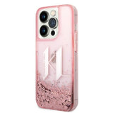 Husa de protectie Karl Lagerfeld Hardcase Glitter (KLHCP14LLBKLCP) compatibil cu iPhone 14 Pro, Roz Liquid Big Kl