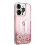 Husa de protectie Karl Lagerfeld Hardcase Glitter (KLHCP14LLBKLCP) compatibil cu iPhone 14 Pro, Roz Liquid Big Kl