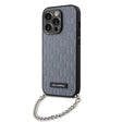 Husa de protectie Karl Lagerfeld Saffiano Monogram Chain (KLHCP14LSACKLHPG) compatibil cu iPhone 14 Pro, Argintiu