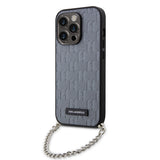 Husa de protectie Karl Lagerfeld Saffiano Monogram Chain (KLHCP14LSACKLHPG) compatibil cu iPhone 14 Pro, Argintiu