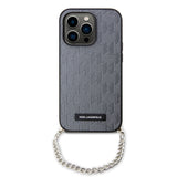 Husa de protectie Karl Lagerfeld Saffiano Monogram Chain (KLHCP14LSACKLHPG) compatibil cu iPhone 14 Pro, Argintiu