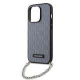 Husa de protectie Karl Lagerfeld Saffiano Monogram Chain (KLHCP14LSACKLHPG) compatibil cu iPhone 14 Pro, Argintiu