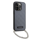 Husa de protectie Karl Lagerfeld Saffiano Monogram Chain (KLHCP14LSACKLHPG) compatibil cu iPhone 14 Pro, Argintiu