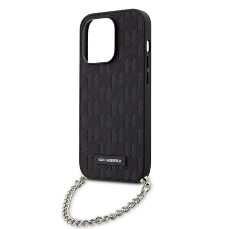 Husa de protectie Karl Lagerfeld Saffiano Monogram Chain (KLHCP14LSACKLHPK) compatibil cu iPhone 14 Pro, Negru