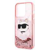 Husa de protectie Karl Lagerfeld Hardcase Glitter (KLHCP14LLNCHCP) compatibil cu iPhone 14 Pro, Roz Choupette Head