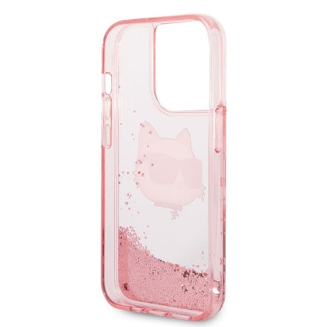 Husa de protectie Karl Lagerfeld Hardcase Glitter (KLHCP14LLNCHCP) compatibil cu iPhone 14 Pro, Roz Choupette Head