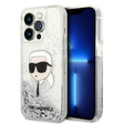 Husa de protectie Karl Lagerfeld Hardcase Glitter (KLHCP14LLNKHCH) compatibil cu iPhone 14 Pro, Argintiu Karl Head