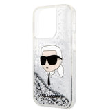 Husa de protectie Karl Lagerfeld Hardcase Glitter (KLHCP14LLNKHCH) compatibil cu iPhone 14 Pro, Argintiu Karl Head