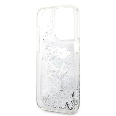 Husa de protectie Karl Lagerfeld Hardcase Glitter (KLHCP14LLNKHCH) compatibil cu iPhone 14 Pro, Argintiu Karl Head