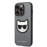 Husa de protectie Karl Lagerfeld Saffiano (KLHCP14LSAPCHG) compatibil cu iPhone 14 Pro, Argintiu Choupette Head