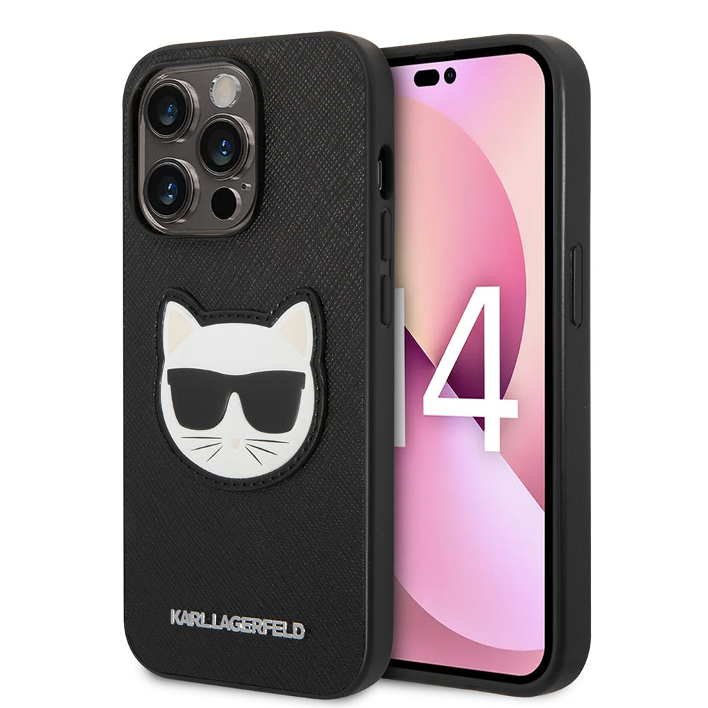 Husa de protectie Karl Lagerfeld Saffiano (KLHCP14LSAPCHK) compatibil cu iPhone 14 Pro, Choupette Head