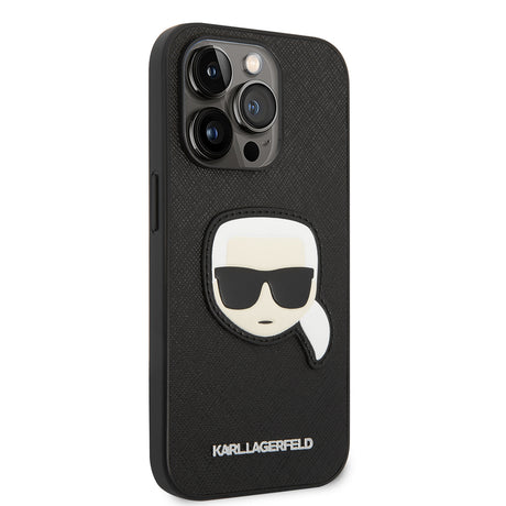 Husa de protectie Karl Lagerfeld Saffiano (KLHCP14LSAPKHK) compatibil cu iPhone 14 Pro, Karl`s Head