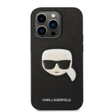Husa de protectie Karl Lagerfeld Saffiano (KLHCP14LSAPKHK) compatibil cu iPhone 14 Pro, Karl`s Head