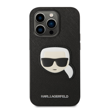 Husa de protectie Karl Lagerfeld Saffiano (KLHCP14LSAPKHK) compatibil cu iPhone 14 Pro, Karl`s Head