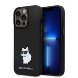Husa de protectie Karl Lagerfeld Silicone (KLHCP14LSMHCNPK) compatibil cu iPhone 14 Pro, Choupette Metal Pin