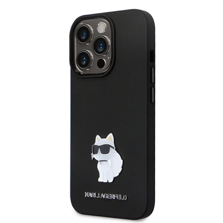 Husa de protectie Karl Lagerfeld Silicone (KLHCP14LSMHCNPK) compatibil cu iPhone 14 Pro, Choupette Metal Pin