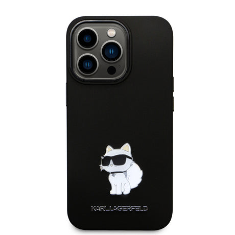 Husa de protectie Karl Lagerfeld Silicone (KLHCP14LSMHCNPK) compatibil cu iPhone 14 Pro, Choupette Metal Pin