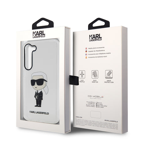 Husa de protectie Karl Lagerfeld Hardcase Transparent (KLHCS23MHNIKTCT) compatibil cu Samsung Galaxy S23 Plus, Ikonik Karl Lagerfeld