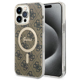 Husa de protectie Guess IML 4G MagSafe (GUHMP15LH4STW) compatibil cu iPhone 15 Pro, Maro