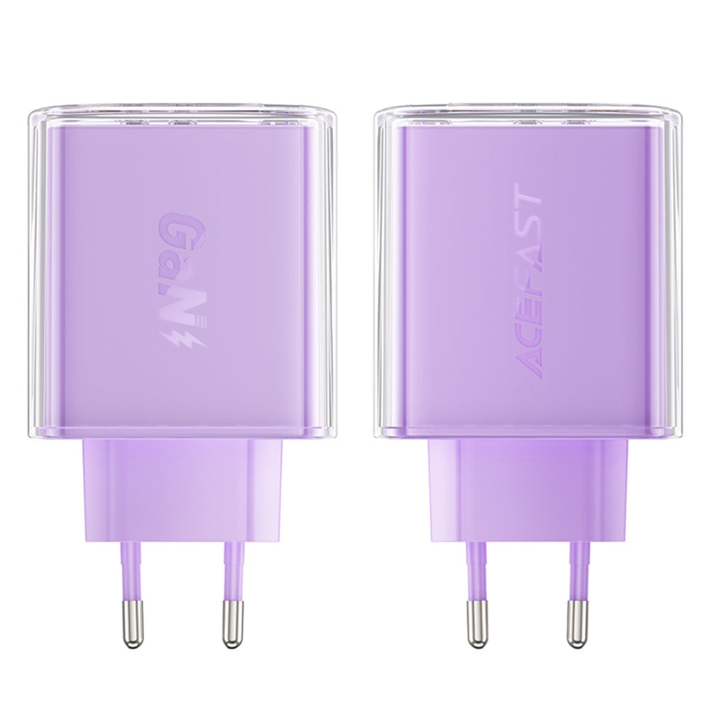 Incarcator Acefast Exploration Series (A45), 2 x USB-C, USB, GaN, PD65W, Fast Charging, Mov
