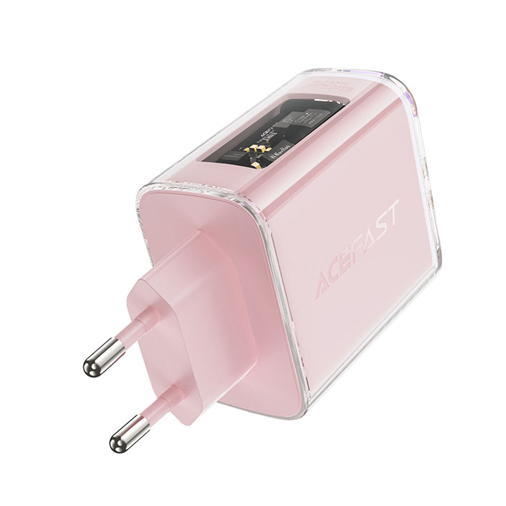 Incarcator Acefast Exploration Series (A45), 2 x USB-C, USB, GaN, PD65W, Fast Charging, Cherry Blossom