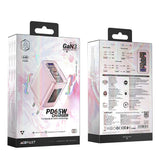 Incarcator Acefast Exploration Series (A45), 2 x USB-C, USB, GaN, PD65W, Fast Charging, Cherry Blossom