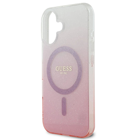 Husa de protectie Guess IML Glitter Gradient MagSafe (GUHMP16SHGRCELP) compatibil cu iPhone 16, Roz