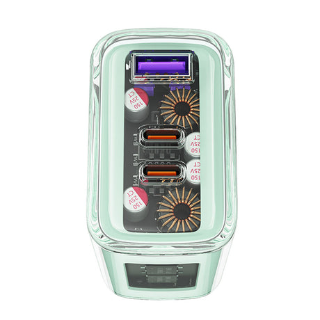 Incarcator Acefast Exploration Series (A45), 2 x USB-C, USB, GaN, PD65W, Fast Charging, Mountain Mist