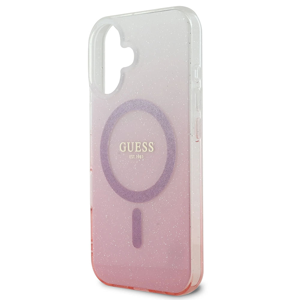 Husa de protectie Guess IML Glitter Gradient MagSafe (GUHMP16MHGRCELW) compatibil cu iPhone 16 Plus, Maro