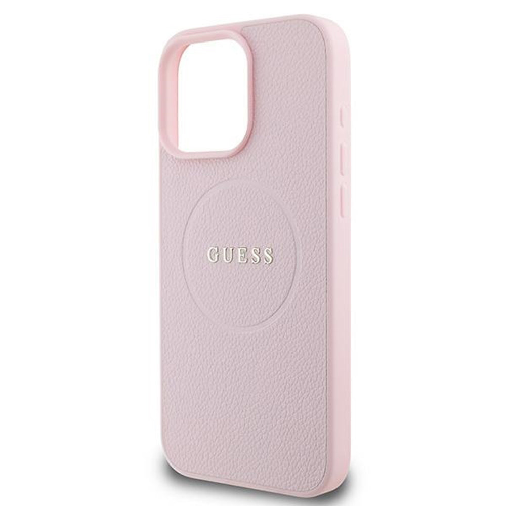 Husa de protectie Guess Grained Gold Ring MagSafe (GUHMP15XPGHSMMP) compatibil cu iPhone 15 Pro Max, Roz