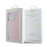 Husa de protectie Guess Grained Gold Ring MagSafe (GUHMP15XPGHSMMP) compatibil cu iPhone 15 Pro Max, Roz