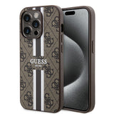 Husa de protectie Guess Hardcase 4G Printed Stripes MagSafe (GUHMP15LP4RPSW) compatibil cu iPhone 15 Pro, Maro