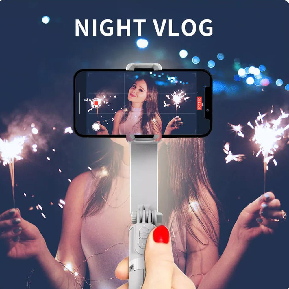 Suport Techsuit Gimbal Mini Selfie Stick (L09), Bluetooth Remote Control, Stable Tripod Mount and Phone Stabilizer, 72cm, Negru