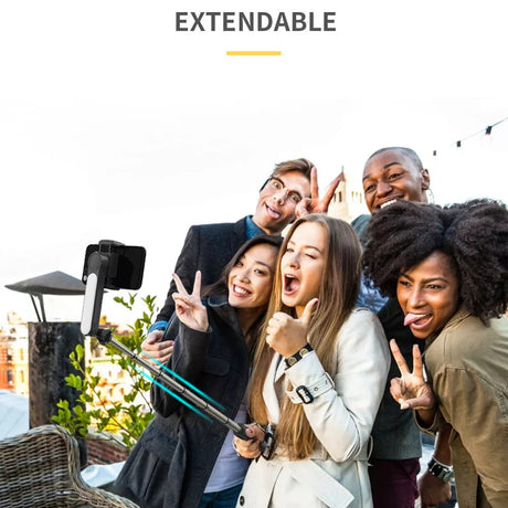 Suport Techsuit Gimbal Mini Selfie Stick (L09), Bluetooth Remote Control, Stable Tripod Mount and Phone Stabilizer, 72cm, Negru