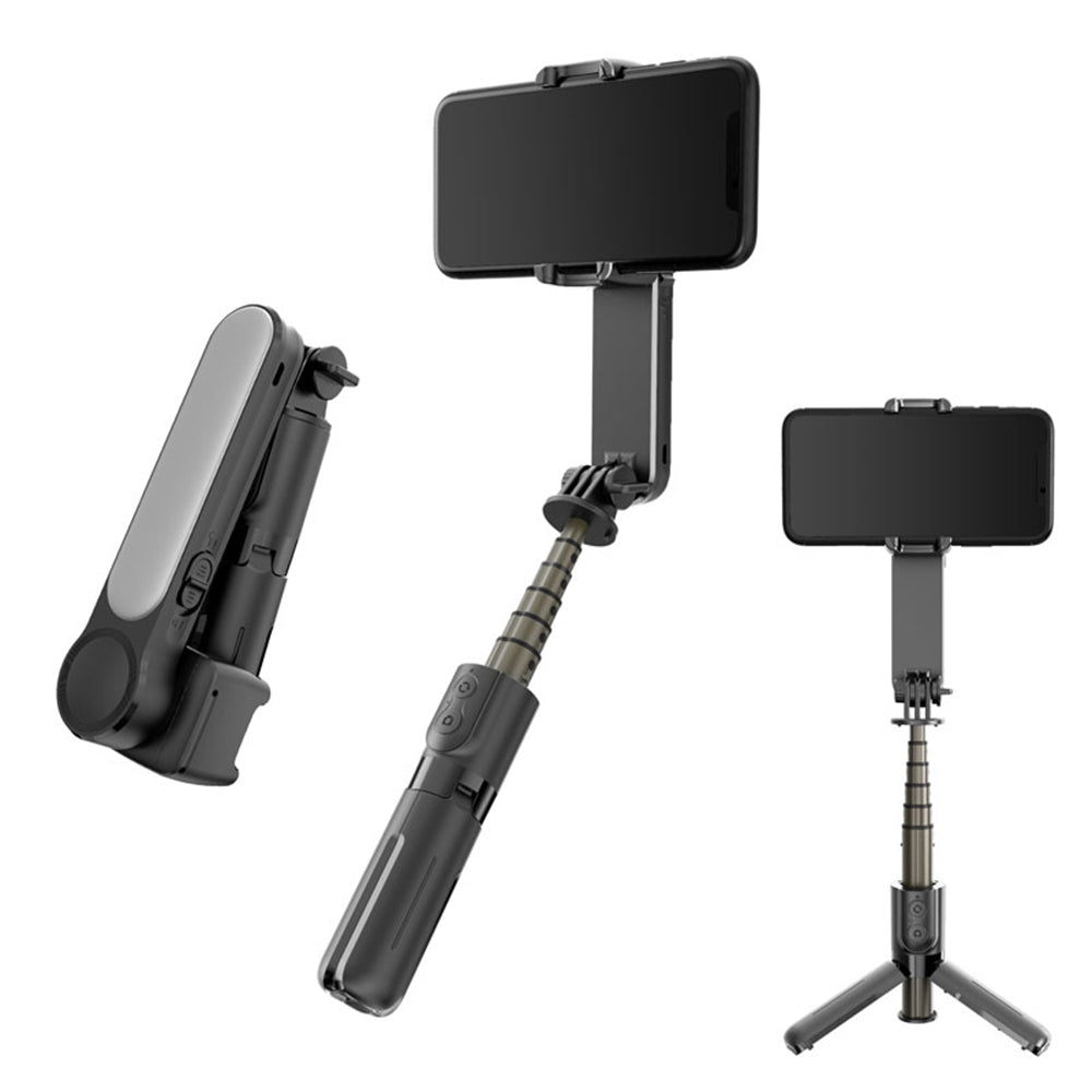 Suport Techsuit Gimbal Mini Selfie Stick (L09), Bluetooth Remote Control, Stable Tripod Mount and Phone Stabilizer, 72cm, Negru