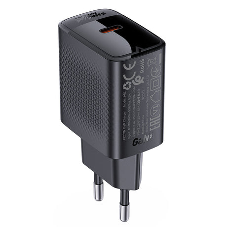 Incarcator Acefast (A82), Type-C, GaN Technology, PD20W, Supports Fast Charging, Negru