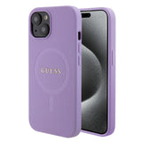 Husa de protectie Guess Saffiano MagSafe (GUHMP15SPSAHMCU) compatibil cu iPhone 15, Mov