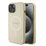 Husa de protectie Guess Saffiano MagSafe (GUHMP15MPSAHMCB) compatibil cu iPhone 15 Plus, Auriu