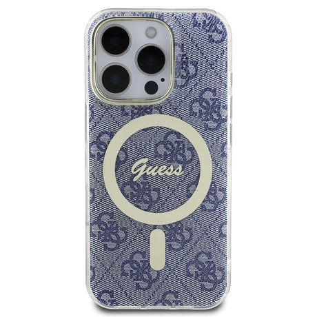 Husa de protectie Guess IML 4G MagSafe (GUHMP16SH4STB) compatibil cu iPhone 16, Albastru
