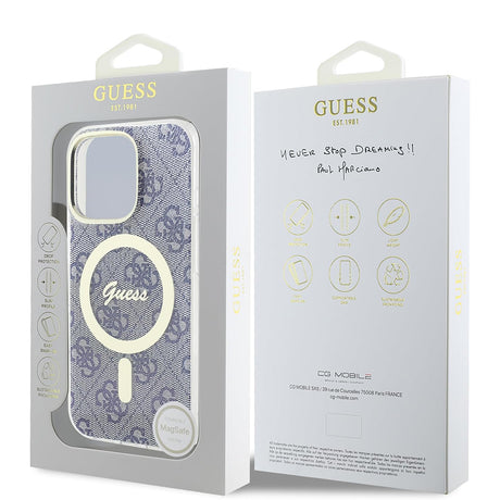 Husa de protectie Guess IML 4G MagSafe (GUHMP16SH4STB) compatibil cu iPhone 16, Albastru