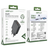 Incarcator Acefast (A65), Type-C, GaN Technology, 20W, Power Delivery, Negru