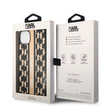 Husa de protectie Karl Lagerfeld Hardcase Monogram (KLHCP14MPGKLSKW) compatibil cu iPhone 14 Plus, Maro Stripe