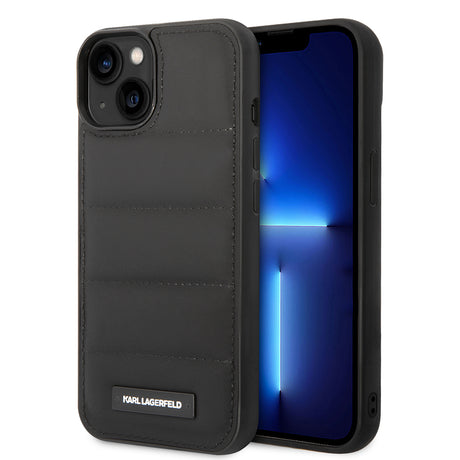 Husa de protectie Karl Lagerfeld Hardcase Leather Puffy (KLHCP14MPSQAK) compatibil cu iPhone 14 Plus, Elongated Logo