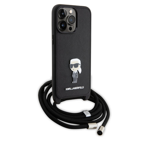 Husa de protectie Karl Lagerfeld Saffiano Crossbody (KLHCP15XSASKNPSK) compatibil cu iPhone 15 Pro Max, Monogram Metal Pin Karl