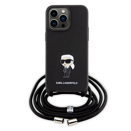Husa de protectie Karl Lagerfeld Saffiano Crossbody (KLHCP15XSASKNPSK) compatibil cu iPhone 15 Pro Max, Monogram Metal Pin Karl