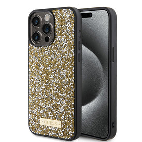Husa de protectie Guess Rhinestone Metal Logo (GUHCP15XPFGSBSD) compatibil cu iPhone 15 Pro Max, Galben