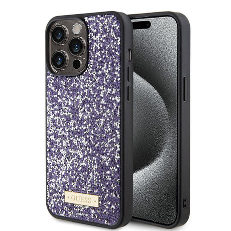 Husa de protectie Guess Rhinestone Metal Logo (GUHCP15LPFGSBSP) compatibil cu iPhone 15 Pro, Mov